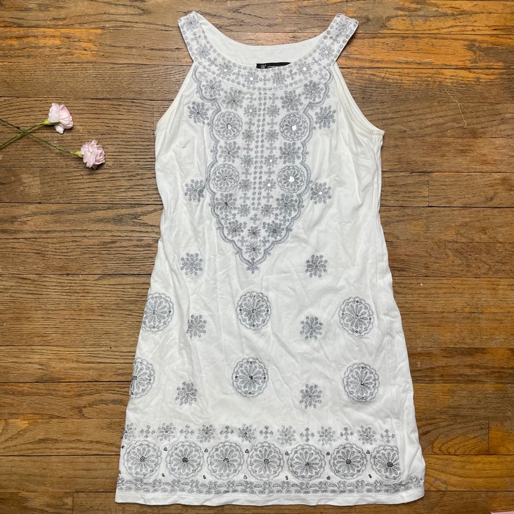 White Silver Embellished Dress